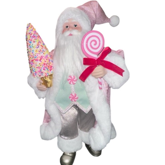 Peppermint Square Pink Santa Figure Pink Candy pastel Sugarplum Dreams - Picture 1 of 2